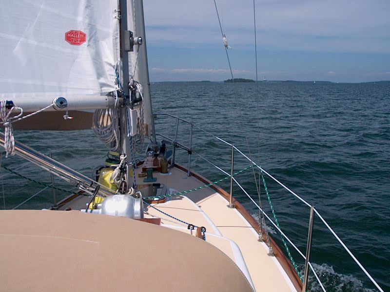 Heading towards Falmouth with Clapboard Island just off the starboard bow.