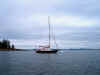 Glissando moored all alone at Pickering Island
